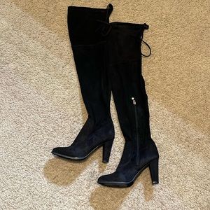 Black suede over the knee boots